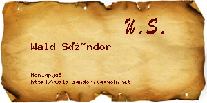 Wald Sándor névjegykártya