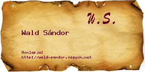 Wald Sándor névjegykártya